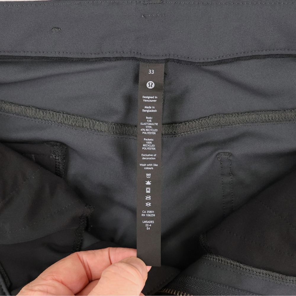 Lululemon ABC Pant Classic Mens 33x31 Obsidian Grey Warpstreme Chino M5ADES - Picture 6 of 12